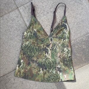 Urban Outfitters Green Camouflage V-Neck Cami